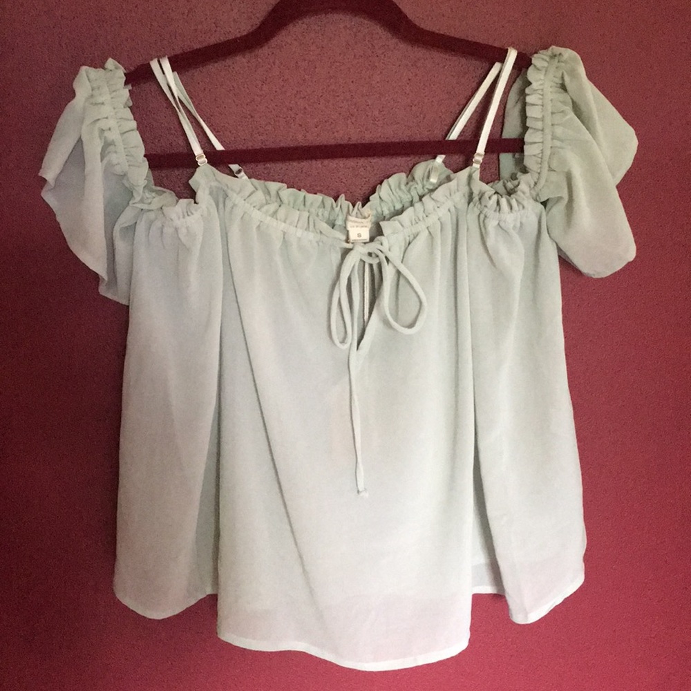 Chroma Tale Mint Cold Shoulder Top